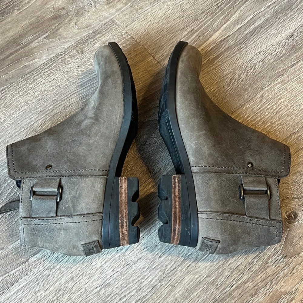 Sorel Lolla Ankle Boots Gray Leather Womens 7.5 UK 5.5 EU 38.5 - Picture 2 of 9